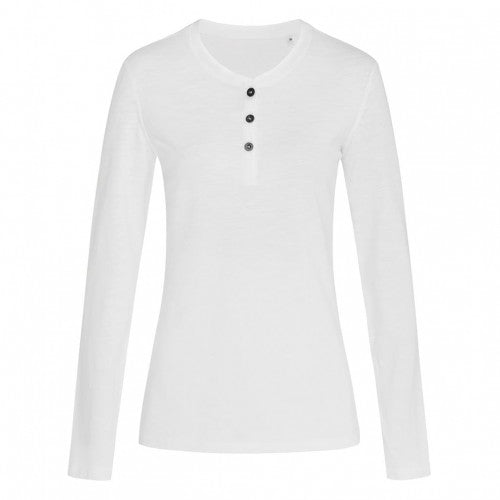 Front - Stedman Womens/Ladies Sharon Slub Henley Long Sleeved Tee
