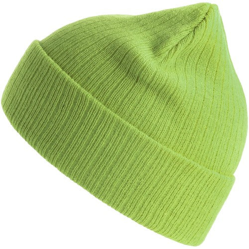 Light Grey Melange - Front - Atlantis Unisex Adult Rio Ribbed Recycled Beanie