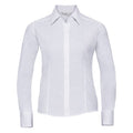 Front - Russell Collection Ladies/Womens Long Sleeve Poly-Cotton Easy Care Fitted Poplin Shirt