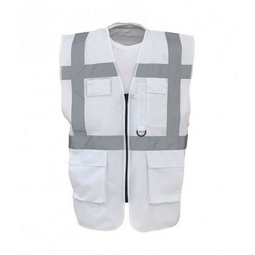 White - Front - Yoko Hi-Vis Premium Executive-Manager Waistcoat - Jacket