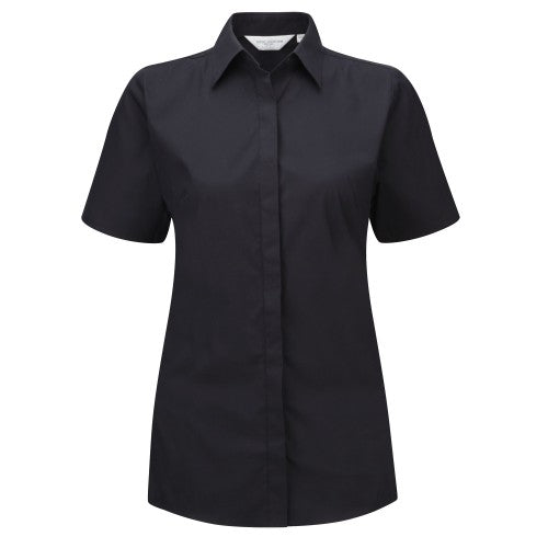 Front - Russell Ladies Short Sleeve Stretch Moisture Management Work Shirt