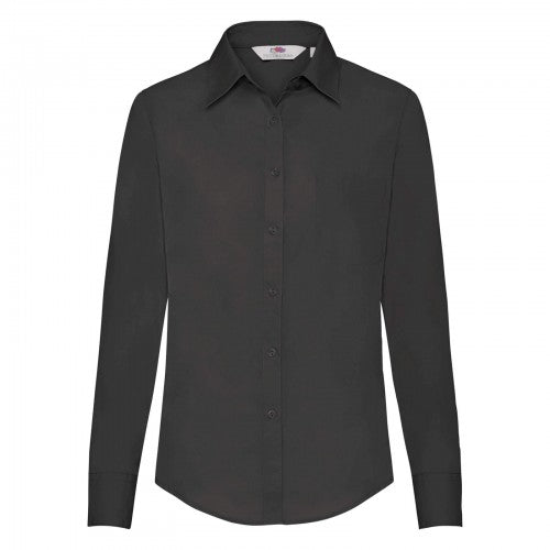 Front - Fruit Of The Loom Ladies Lady-Fit Long Sleeve Poplin Shirt
