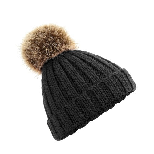 Front - Beechfield Junior Unisex PomPom Chunky Beanie