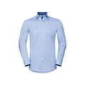 Front - Russell Mens Contrast Herringbone Stitch Tailored Long-Sleeved Formal Shirt