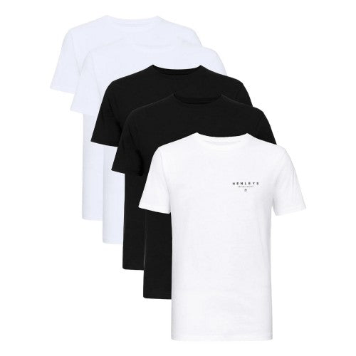 Front - Henleys Mens Hencinq A T-Shirt (Pack of 5)