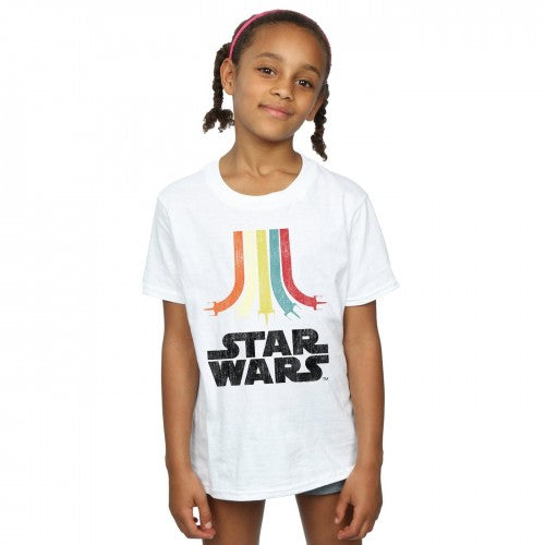 White - Lifestyle - Star Wars Girls Rainbow Cotton T-Shirt