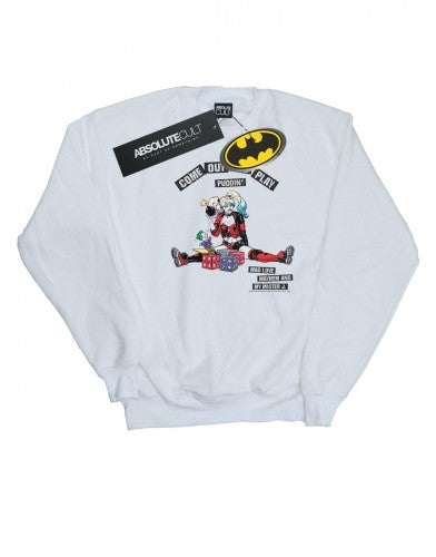 White - Side - DC Comics Mens Harley Quinn Come Out And Play Cotton Sweatshirt