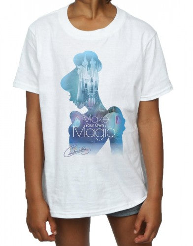 White - Pack Shot - Cinderella Girls Make Your Own Magic Silhouette Cotton T-Shirt