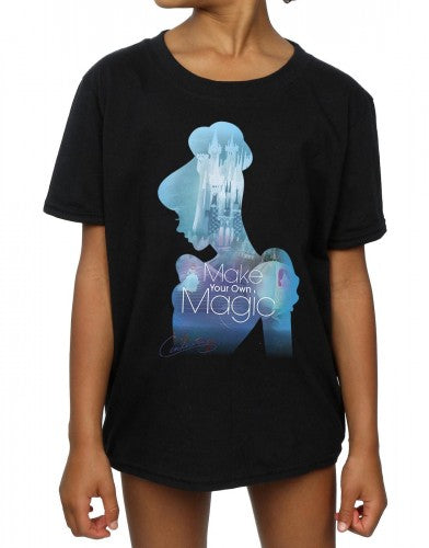 Black - Side - Cinderella Girls Make Your Own Magic Silhouette Cotton T-Shirt