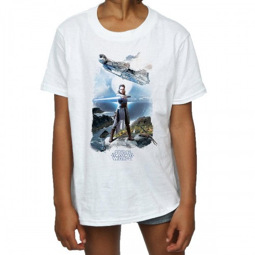 Front - Star Wars: The Last Jedi Girls Rey Millennium Falcon Cotton T-Shirt