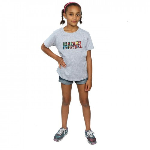 Sports Grey - Lifestyle - Marvel Comics Girls Infill Character Cotton Logo T-Shirt