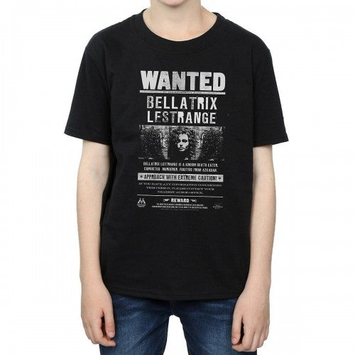 Front - Harry Potter Boys Bellatrix Lestrange Wanted Poster Cotton T-Shirt