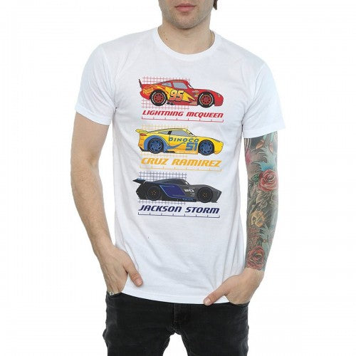 Front - Cars Mens Racer Profile Cotton T-Shirt