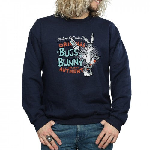 Navy Blue - Close up - Looney Tunes Unisex Adult Bugs Bunny Vintage Sweatshirt