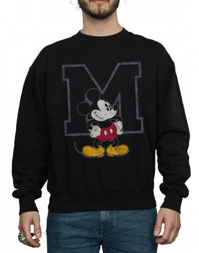 Black - Side - Disney Mens Classic M Mickey Mouse Sweatshirt