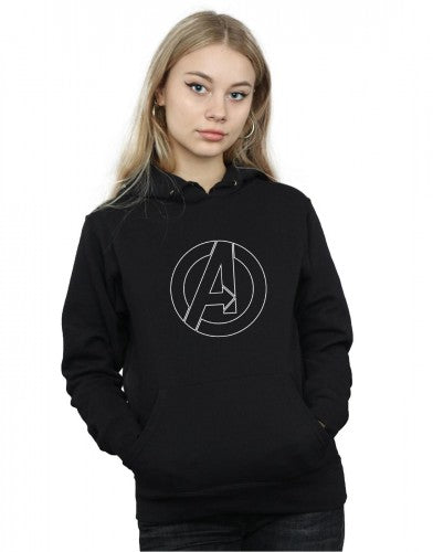 Black - Back - Avengers Assemble Womens-Ladies Outline Logo Hoodie
