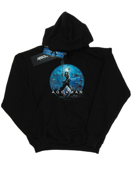 Front - DC Comics Mens Aquaman Circle Poster Hoodie