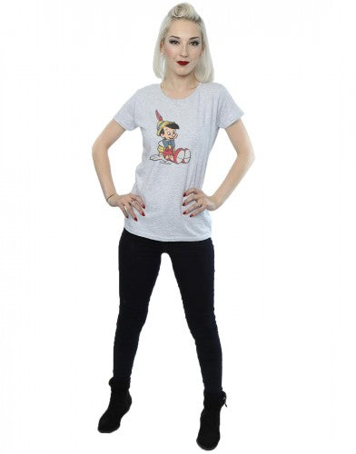 Heather Grey - Close up - Pinocchio Womens-Ladies Classic Heather T-Shirt