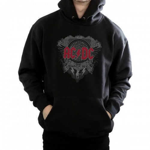 Front - AC/DC Mens Black Ice Cotton Hoodie