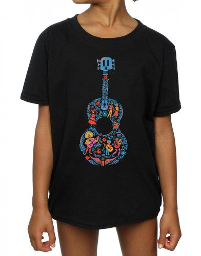 Black - Side - Coco Girls Guitar Cotton T-Shirt