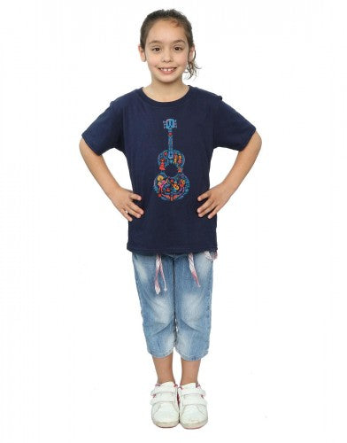 Navy Blue - Lifestyle - Coco Girls Guitar Cotton T-Shirt