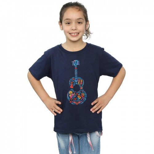 Navy Blue - Back - Coco Girls Guitar Cotton T-Shirt
