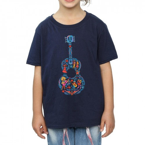 Navy Blue - Side - Coco Girls Guitar Cotton T-Shirt