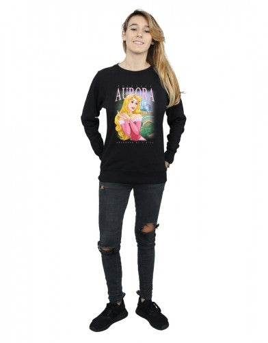 Black - Close up - Sleeping Beauty Womens-Ladies Aurora Montage Cotton Sweatshirt