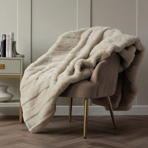 Natural - Front - Belledorm Alaska Faux Fur Throw