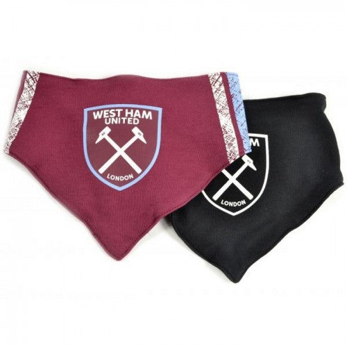 Claret Red-Black - Front - West Ham United FC Baby Crest Bib Set (Pack of 2)