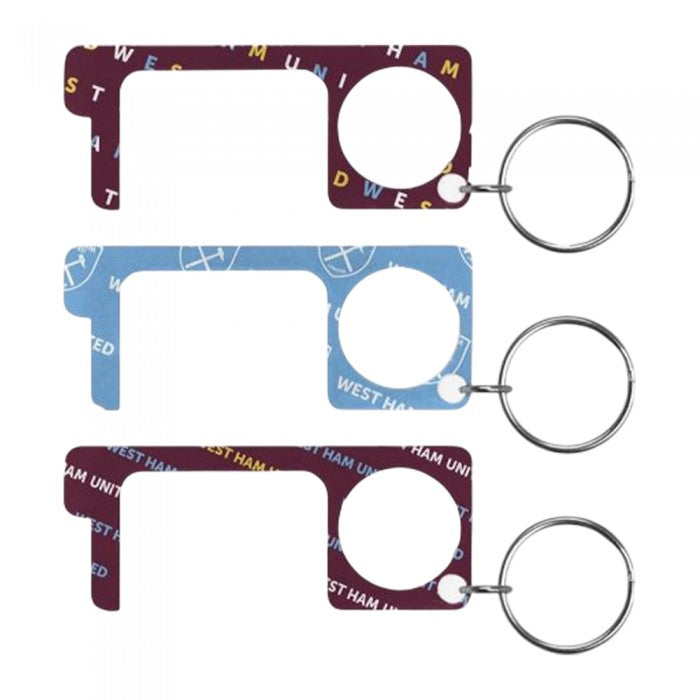 Front - West Ham United FC No Touch Keyring (Pack of 3)