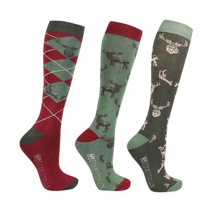 Front - Hy Womens/Ladies Divine Deer Socks (Pack of 3)