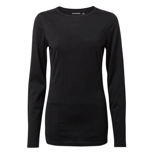 Front - Craghoppers Womens/Ladies Merino Crew Neck Long Sleeve Baselayer II Top