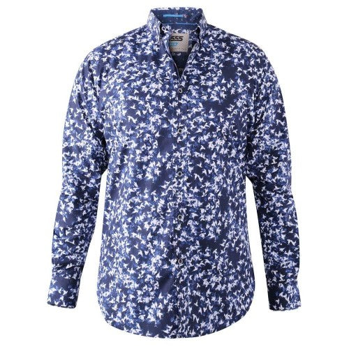 Front - Duke Mens Harrow D555 All-Over Print Long-Sleeved Button-Down Shirt