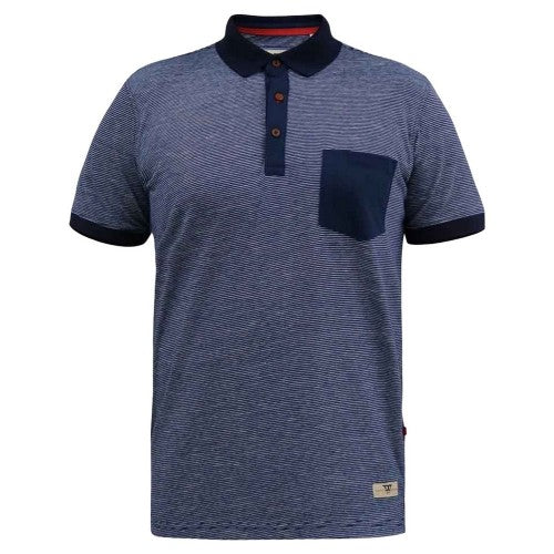 Front - Duke Mens D555 Oxley Fine Stripe Jersey Patch Pocket Kingsize Polo Shirt