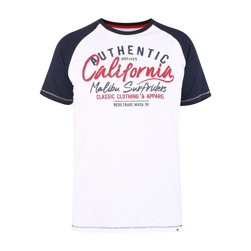 Front - Duke Mens D555 Sparrow California Surf Riders Printed Kingsize Raglan T-Shirt