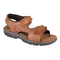 Front - Roamers Mens Leather Twin Touch Fastening Sandal