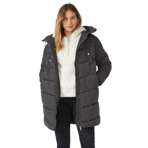 Front - Mantaray Womens/Ladies Hooded Recycled Long Puffer Jacket