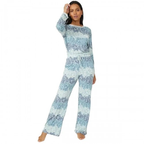 Front - Debenhams Womens/Ladies Viscose Geometric Lace Detail Pyjama Bottoms