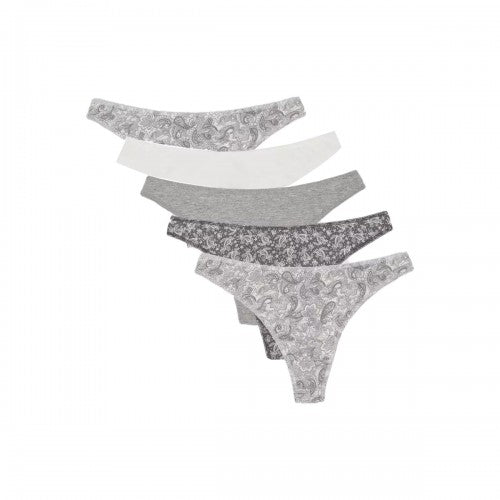 Front - Debenhams Womens/Ladies Paisley Lace Detail Thong (Pack of 5)