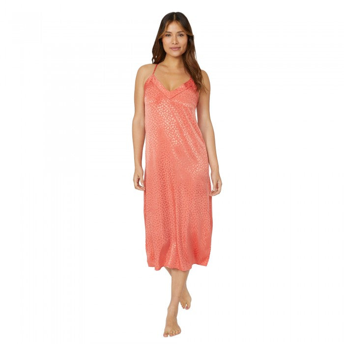 Front - Debenhams Womens/Ladies Tiger Lily Spot Satin Midi Nightie