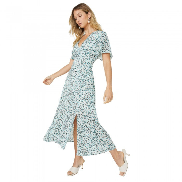 Front - Mantaray Womens/Ladies Animal Print Angel Sleeve Midi Dress