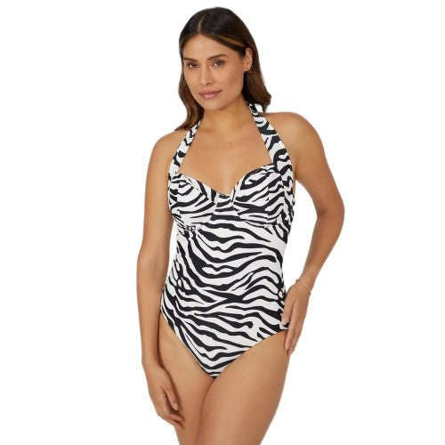 Front - Gorgeous Womens/Ladies Zebra Print One Piece Swimsuit