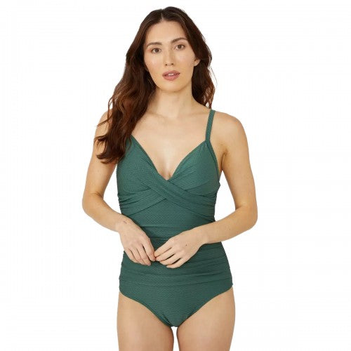 Front - Debenhams Womens/Ladies Textured Twisted One Piece Swimsuit