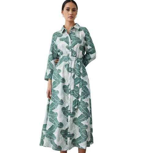 Front - Principles Womens/Ladies Leaf Print Long-Sleeved Shirt Dress