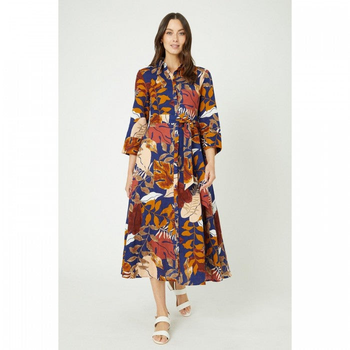 Front - Maine Womens/Ladies Leaf Midi Shirt Dress