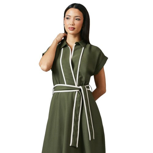 Front - Principles Womens/Ladies Contrast Detail Collared Midi Dress