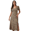 Front - Dorothy Perkins Womens/Ladies Leopard Print Short-Sleeved Midi Dress