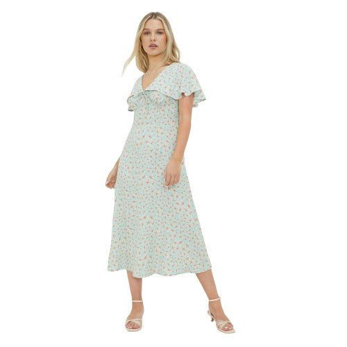 Front - Dorothy Perkins Womens/Ladies Ditsy Print Ruffles Petite Midi Dress