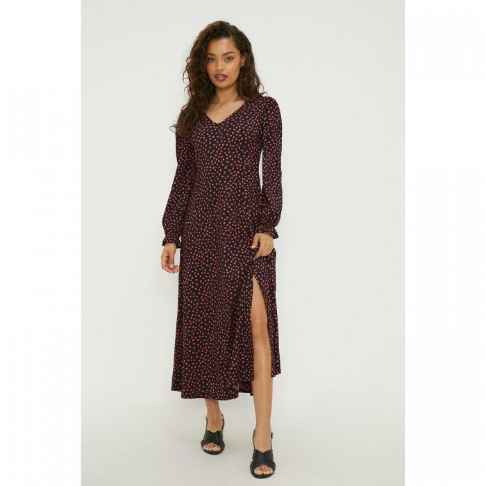 Front - Dorothy Perkins Womens/Ladies Spotted V Neck Petite Midi Dress